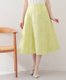index | フラワーカットジャカードタックフレアスカート【洗濯機OK/イージーアイロン】(スカート)