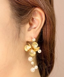 BrassPearlFlower ピアス