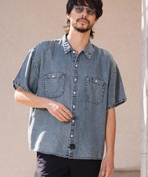 mhs2625-Chemically Washed Lyocell Denim Short Sleeve Shirts 半袖デニムワークシャツ(PF-261-025)
