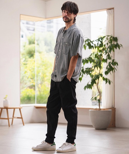 CAMBIO（カンビオ）の「mhs2625-Chemically Washed Lyocell Denim Short Sleeve Shirts 半袖デニムワークシャツ(PF-261-025)（シャツ/ブラウス・メンズ・ブルー/ブラック・M/L）」の6枚目の写真