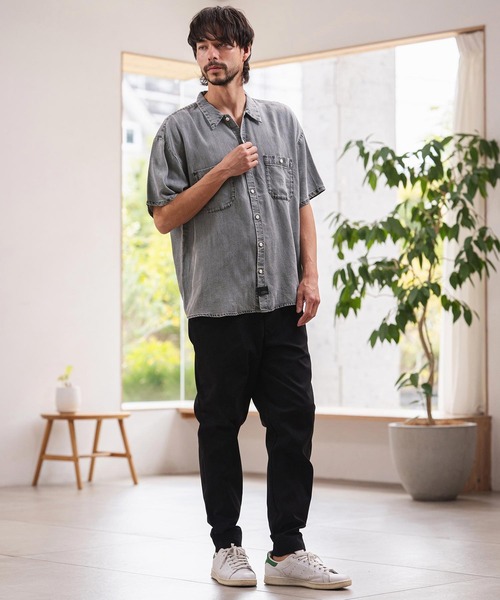 CAMBIO（カンビオ）の「mhs2625-Chemically Washed Lyocell Denim Short Sleeve Shirts 半袖デニムワークシャツ(PF-261-025)（シャツ/ブラウス・メンズ・ブルー/ブラック・M/L）」の7枚目の写真