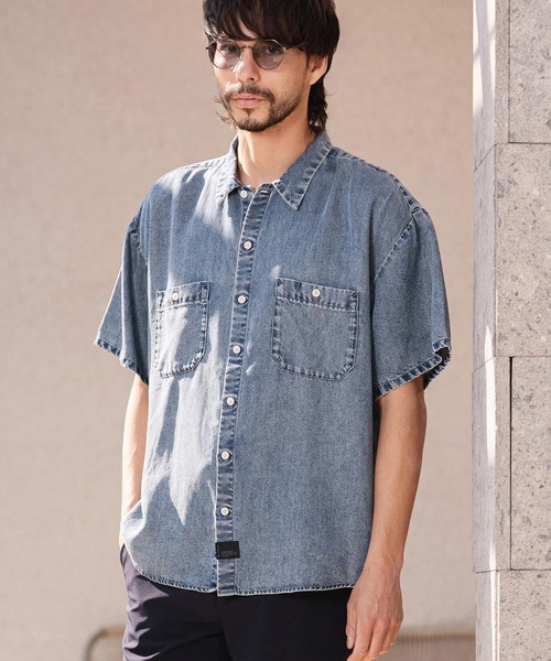 CAMBIO（カンビオ）の「mhs2625-Chemically Washed Lyocell Denim Short Sleeve Shirts 半袖デニムワークシャツ(PF-261-025)（シャツ/ブラウス・メンズ・ブルー/ブラック・M/L）」の8枚目の写真