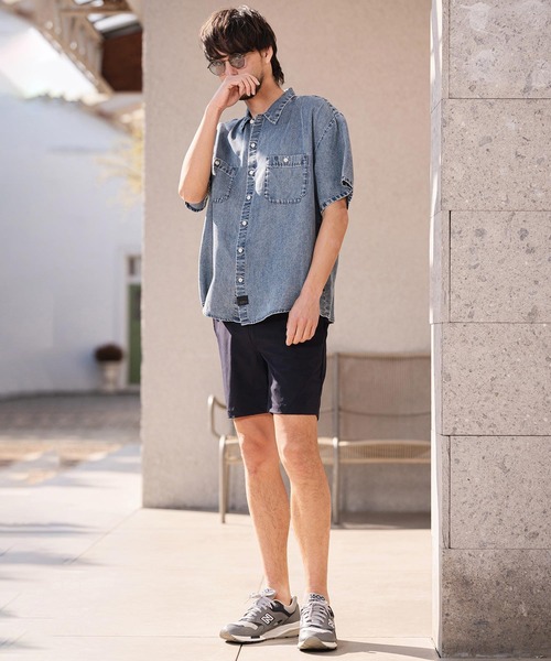CAMBIO（カンビオ）の「mhs2625-Chemically Washed Lyocell Denim Short Sleeve Shirts 半袖デニムワークシャツ(PF-261-025)（シャツ/ブラウス・メンズ・ブルー/ブラック・M/L）」の12枚目の写真