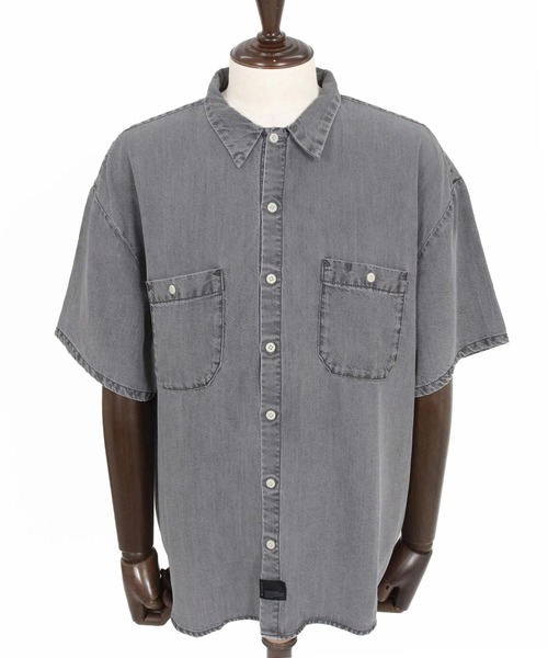 CAMBIO（カンビオ）の「mhs2625-Chemically Washed Lyocell Denim Short Sleeve Shirts 半袖デニムワークシャツ(PF-261-025)（シャツ/ブラウス・メンズ・ブルー/ブラック・M/L）」の13枚目の写真