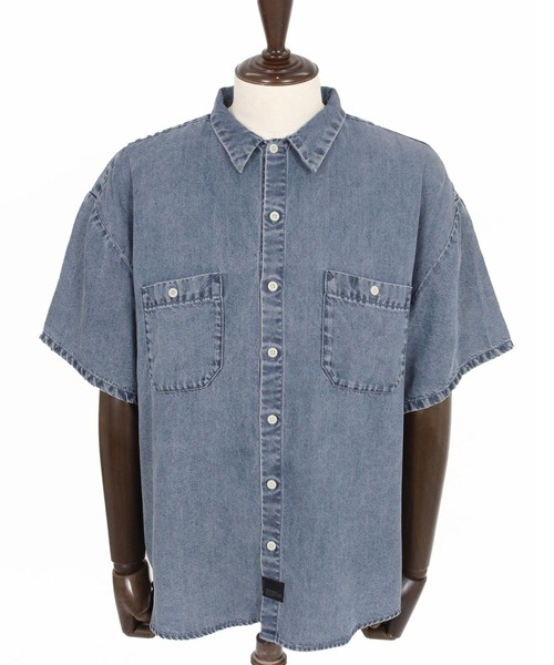 CAMBIO（カンビオ）の「mhs2625-Chemically Washed Lyocell Denim Short Sleeve Shirts 半袖デニムワークシャツ(PF-261-025)（シャツ/ブラウス・メンズ・ブルー/ブラック・M/L）」の15枚目の写真