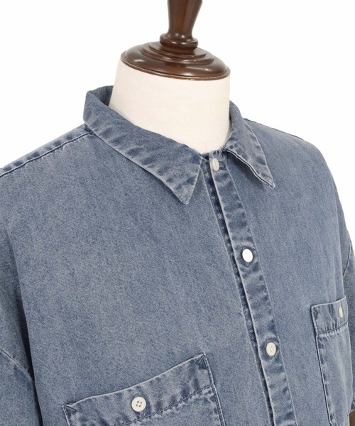 CAMBIO（カンビオ）の「mhs2625-Chemically Washed Lyocell Denim Short Sleeve Shirts 半袖デニムワークシャツ(PF-261-025)（シャツ/ブラウス・メンズ・ブルー/ブラック・M/L）」の17枚目の写真