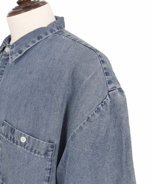 CAMBIO（カンビオ）の「mhs2625-Chemically Washed Lyocell Denim Short Sleeve Shirts 半袖デニムワークシャツ(PF-261-025)（シャツ/ブラウス・メンズ・ブルー/ブラック・M/L）」の18枚目の写真