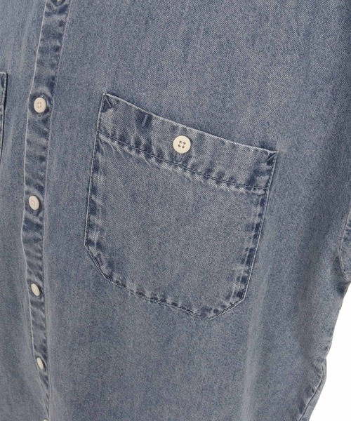 CAMBIO（カンビオ）の「mhs2625-Chemically Washed Lyocell Denim Short Sleeve Shirts 半袖デニムワークシャツ(PF-261-025)（シャツ/ブラウス・メンズ・ブルー/ブラック・M/L）」の20枚目の写真