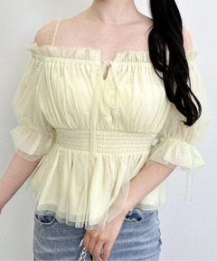 Sheer gather off shoulder tops（その他トップス）｜Rose Muse（ロゼ