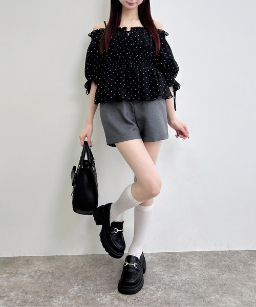 INGNI(イング)の「チュールオフショル半袖ブラウス(シャツ/ブラウス・レディース・イエロー/オフホワイト/ピンク/ブラック系3/ホワイト系6・M)」の15枚目の写真