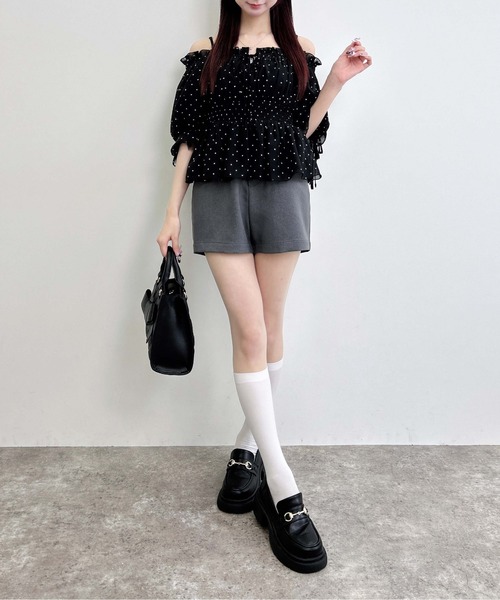 INGNI(イング)の「チュールオフショル半袖ブラウス(シャツ/ブラウス・レディース・イエロー/オフホワイト/ピンク/ブラック系3/ホワイト系6・M)」の14枚目の写真