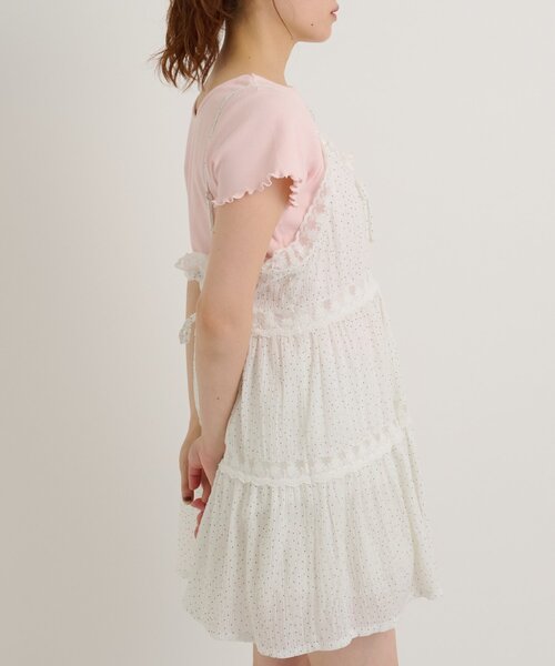 w closet(ダブルクローゼット)の「レース使いミニキャミワンピース(ワンピース・レディース・イエロー/アイボリー/ブラック系その他/オフホワイト/ブラック・FREE)」の7枚目の写真