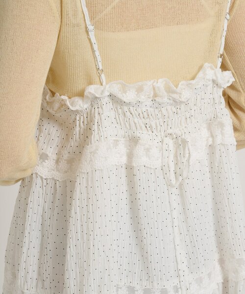 w closet(ダブルクローゼット)の「レース使いミニキャミワンピース(ワンピース・レディース・イエロー/アイボリー/ブラック系その他/オフホワイト/ブラック・FREE)」の16枚目の写真