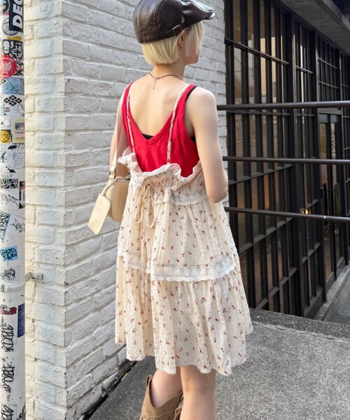 w closet(ダブルクローゼット)の「レース使いミニキャミワンピース(ワンピース・レディース・イエロー/アイボリー/ブラック系その他/オフホワイト/ブラック・FREE)」の20枚目の写真