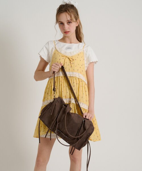 w closet(ダブルクローゼット)の「レース使いミニキャミワンピース(シャツ/ブラウス・レディース・イエロー/アイボリー/ブラック系その他/オフホワイト/ブラック・FREE)」の10枚目の写真