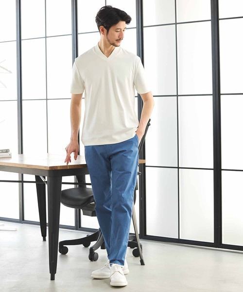 Nowadays by MEN'S BIGI(ナウアデイズバイメンズビギ)の「シルケットスムースVネックテーラーTシャツ(Tシャツ/カットソー・メンズ・グレー系その他/ブラック/ホワイト・04/03/02)」の7枚目の写真