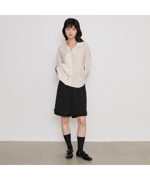 COMMON+HAUS(コモンハウス)の「オープンカラーシャツ(シャツ/ブラウス・レディース・ブラウン/ストーン/ブルーグレー・FREE)」の7枚目の写真