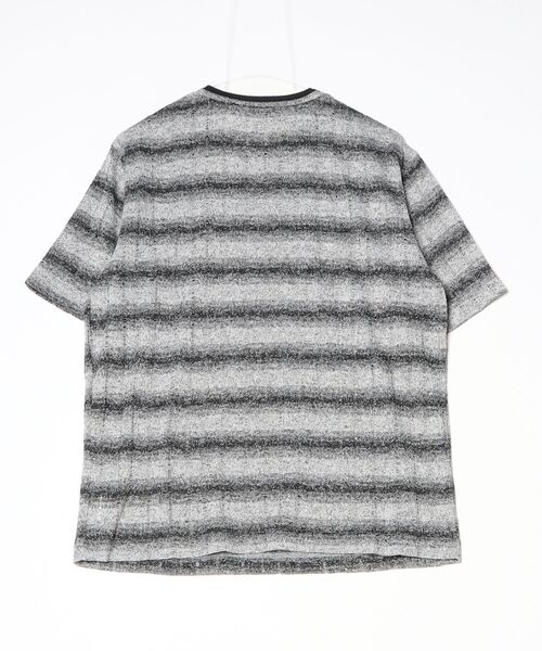 BENUSTA(ベヌスタ)の「『BENUSTA/ベヌスタ』グラデボーダー半袖ニット【GC】(Tシャツ/カットソー・メンズ・ブラック×グレー/ホワイト×ブラック・L/M)」の18枚目の写真