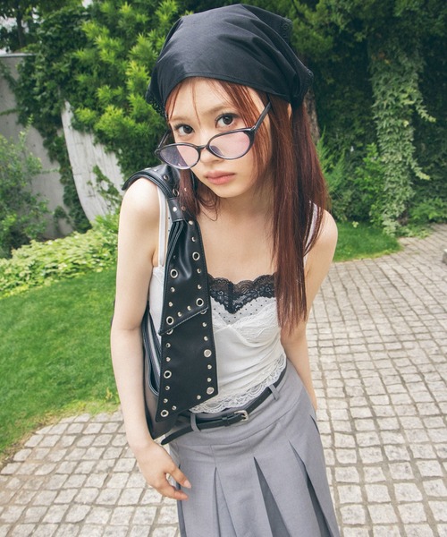 Heart Tattoo(ハートタトゥー)の「Dot Camisole 2-Set Layered Tops / ドットキャミソール2セットレイヤードトップス(キャミソール・レディース・ホワイト系/ブラック系・FREE)」の5枚目の写真
