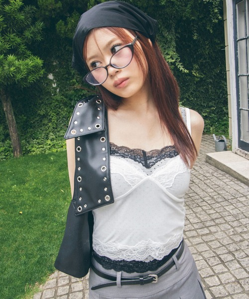 Heart Tattoo(ハートタトゥー)の「Dot Camisole 2-Set Layered Tops / ドットキャミソール2セットレイヤードトップス(キャミソール・レディース・ホワイト系/ブラック系・FREE)」の8枚目の写真