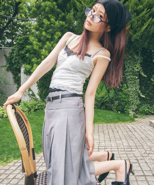 Heart Tattoo(ハートタトゥー)の「Dot Camisole 2-Set Layered Tops / ドットキャミソール2セットレイヤードトップス(キャミソール・レディース・ホワイト系/ブラック系・FREE)」の10枚目の写真