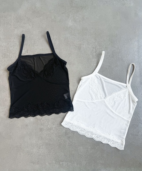 Heart Tattoo(ハートタトゥー)の「Dot Camisole 2-Set Layered Tops / ドットキャミソール2セットレイヤードトップス(キャミソール・レディース・ホワイト系/ブラック系・FREE)」の3枚目の写真