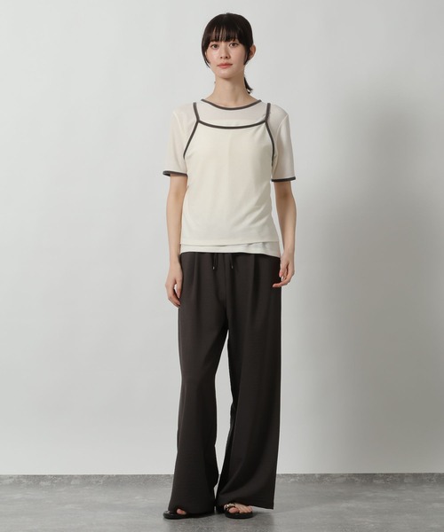 LAKOLE(ラコレ)の「キャミセット配色半袖 / 672205(Tシャツ/カットソー・レディース・ブルー/オフホワイト/グレー・FREE)」の4枚目の写真