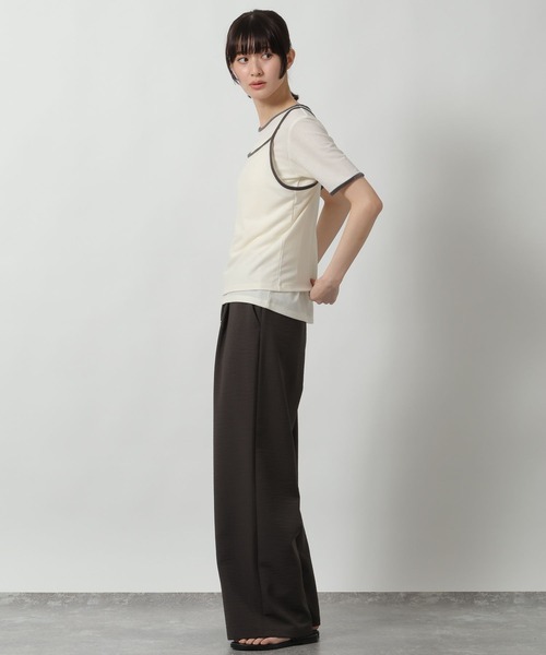 LAKOLE(ラコレ)の「キャミセット配色半袖 / 672205(Tシャツ/カットソー・レディース・ブルー/オフホワイト/グレー・FREE)」の5枚目の写真