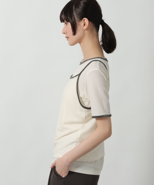LAKOLE(ラコレ)の「キャミセット配色半袖 / 672205(Tシャツ/カットソー・レディース・ブルー/オフホワイト/グレー・FREE)」の7枚目の写真