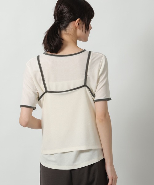 LAKOLE(ラコレ)の「キャミセット配色半袖 / 672205(Tシャツ/カットソー・レディース・ブルー/オフホワイト/グレー・FREE)」の8枚目の写真