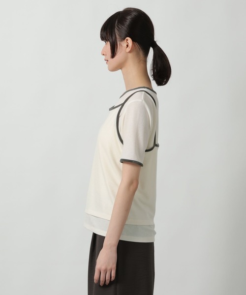 LAKOLE(ラコレ)の「キャミセット配色半袖 / 672205(Tシャツ/カットソー・レディース・ブルー/オフホワイト/グレー・FREE)」の12枚目の写真
