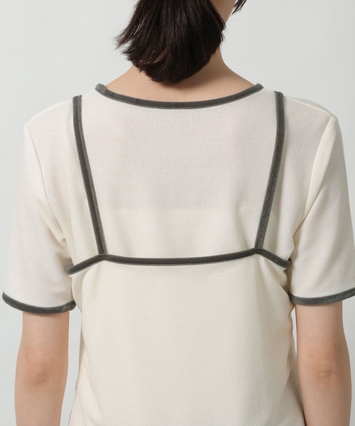 LAKOLE(ラコレ)の「キャミセット配色半袖 / 672205(Tシャツ/カットソー・レディース・ブルー/オフホワイト/グレー・FREE)」の14枚目の写真