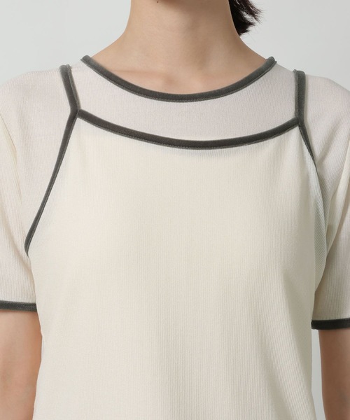 LAKOLE(ラコレ)の「キャミセット配色半袖 / 672205(Tシャツ/カットソー・レディース・ブルー/オフホワイト/グレー・FREE)」の15枚目の写真