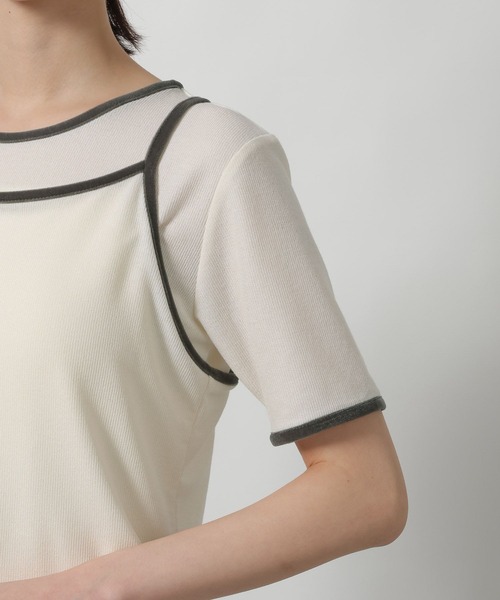 LAKOLE(ラコレ)の「キャミセット配色半袖 / 672205(Tシャツ/カットソー・レディース・ブルー/オフホワイト/グレー・FREE)」の16枚目の写真