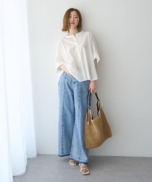 YECCA VECCA(イェッカヴェッカ)の「バック刺繍バンドカラーシャツ(シャツ/ブラウス・レディース・オフホワイト/ブラック・FREE)」の19枚目の写真