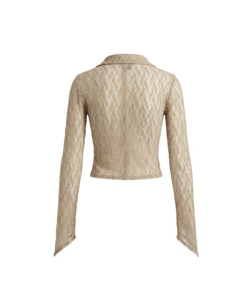 TAJEN:T(タジェント)の「【TAJEN:T】SHEER LACE ZIP-UP TOP/シアーレースジップアップトップ(シャツ/ブラウス・レディース・ブラック/ベージュ・1/2)」の8枚目の写真