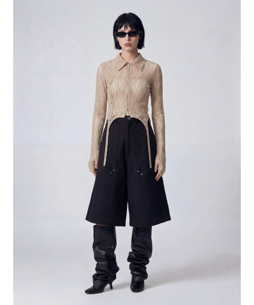 TAJEN:T(タジェント)の「【TAJEN:T】SHEER LACE ZIP-UP TOP/シアーレースジップアップトップ(シャツ/ブラウス・レディース・ブラック/ベージュ・1/2)」の10枚目の写真