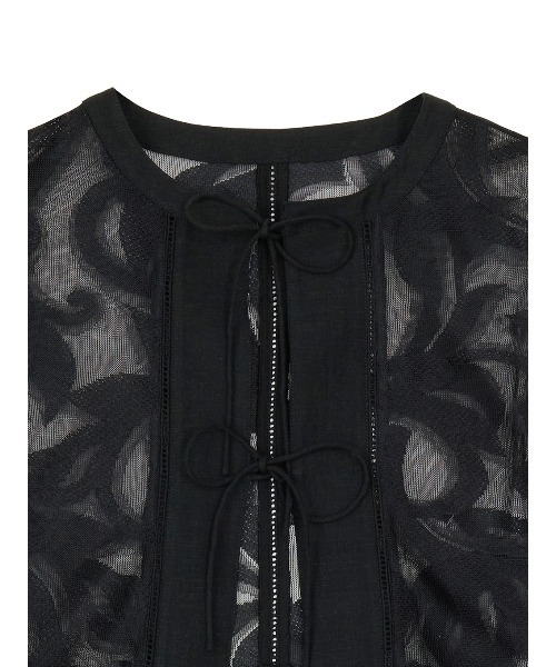 Ameri(アメリ)の「MEDI SHEER DAMASK JACQUARD BLOUSE(シャツ/ブラウス・レディース・ブラック/オフホワイト・FREE)」の3枚目の写真