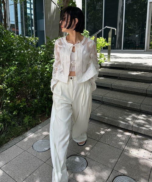 Ameri(アメリ)の「MEDI SHEER DAMASK JACQUARD BLOUSE(シャツ/ブラウス・レディース・ブラック/オフホワイト・FREE)」の21枚目の写真