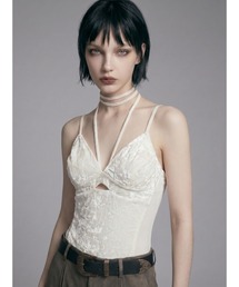TAJEN:T（タジェント）の「【TAJEN:T】FLOCKY VELOUR CAMI BODYSUIT/フロッキーベロアキャミボディスーツ（その他トップス）」