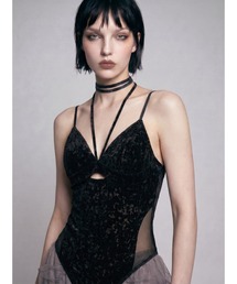 TAJEN:T（タジェント）の「【TAJEN:T】FLOCKY VELOUR CAMI BODYSUIT/フロッキーベロアキャミボディスーツ（その他トップス）」