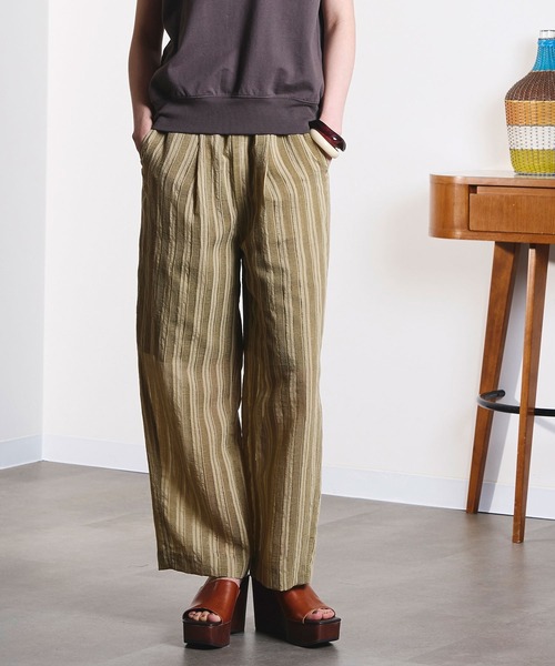 ROSE BUD(ローズバッド)の「(GENE HEAVENS)DOBBY STRIPE EASY PANTS(その他パンツ・レディース・ブラック/カーキ・ONE SIZE)」の2枚目の写真
