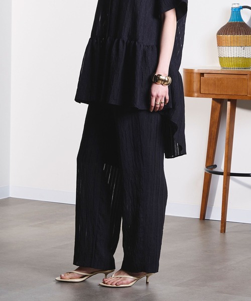 ROSE BUD(ローズバッド)の「(GENE HEAVENS)DOBBY STRIPE EASY PANTS(その他パンツ・レディース・ブラック/カーキ・ONE SIZE)」の3枚目の写真