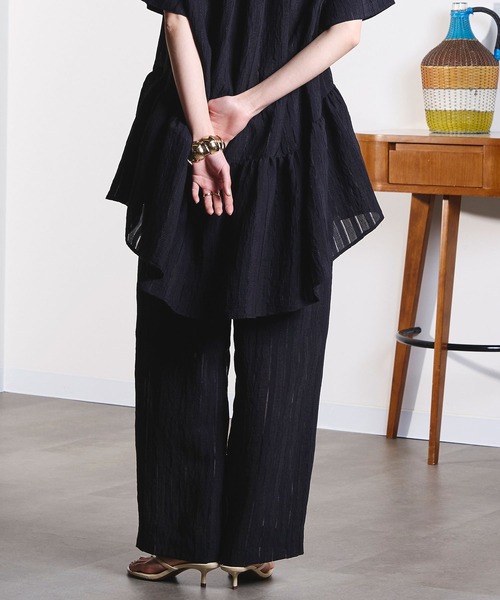 ROSE BUD(ローズバッド)の「(GENE HEAVENS)DOBBY STRIPE EASY PANTS(その他パンツ・レディース・ブラック/カーキ・ONE SIZE)」の4枚目の写真