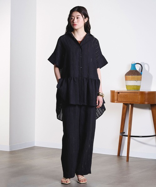 ROSE BUD(ローズバッド)の「(GENE HEAVENS)DOBBY STRIPE EASY PANTS(その他パンツ・レディース・ブラック/カーキ・ONE SIZE)」の5枚目の写真