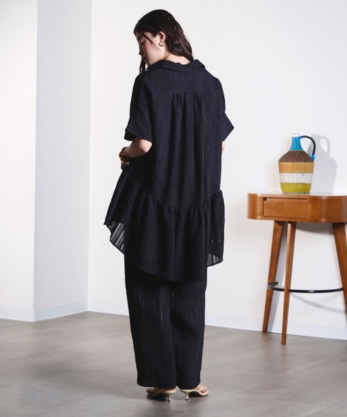 ROSE BUD(ローズバッド)の「(GENE HEAVENS)DOBBY STRIPE EASY PANTS(その他パンツ・レディース・ブラック/カーキ・ONE SIZE)」の7枚目の写真