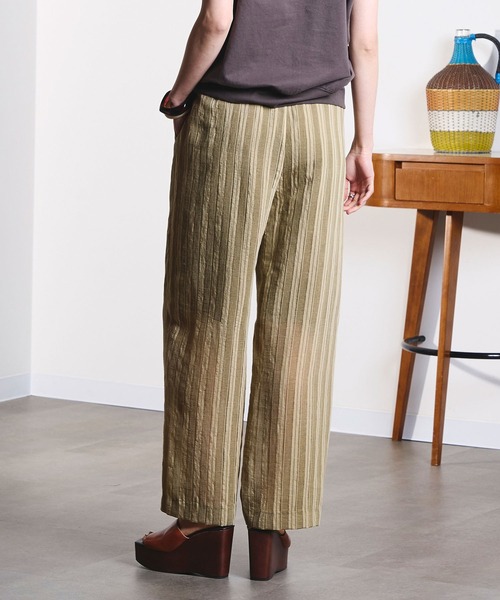 ROSE BUD(ローズバッド)の「(GENE HEAVENS)DOBBY STRIPE EASY PANTS(その他パンツ・レディース・ブラック/カーキ・ONE SIZE)」の9枚目の写真