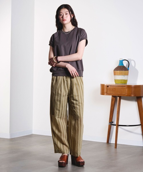 ROSE BUD(ローズバッド)の「(GENE HEAVENS)DOBBY STRIPE EASY PANTS(その他パンツ・レディース・ブラック/カーキ・ONE SIZE)」の10枚目の写真