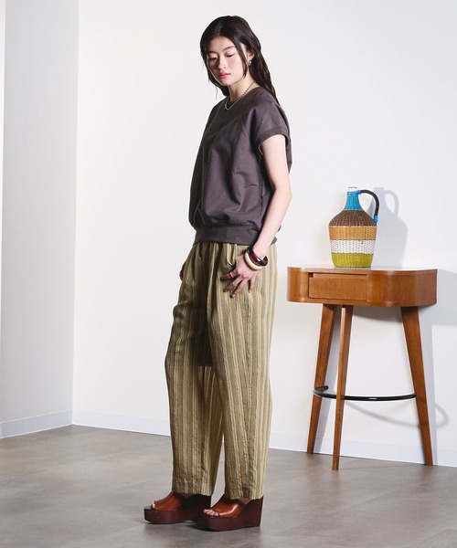 ROSE BUD(ローズバッド)の「(GENE HEAVENS)DOBBY STRIPE EASY PANTS(その他パンツ・レディース・ブラック/カーキ・ONE SIZE)」の11枚目の写真