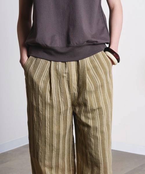 ROSE BUD(ローズバッド)の「(GENE HEAVENS)DOBBY STRIPE EASY PANTS(その他パンツ・レディース・ブラック/カーキ・ONE SIZE)」の13枚目の写真